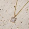 Simple Square Zirconia Pendant Necklaces for Women Stainless Steel Jewelry Party Accessories