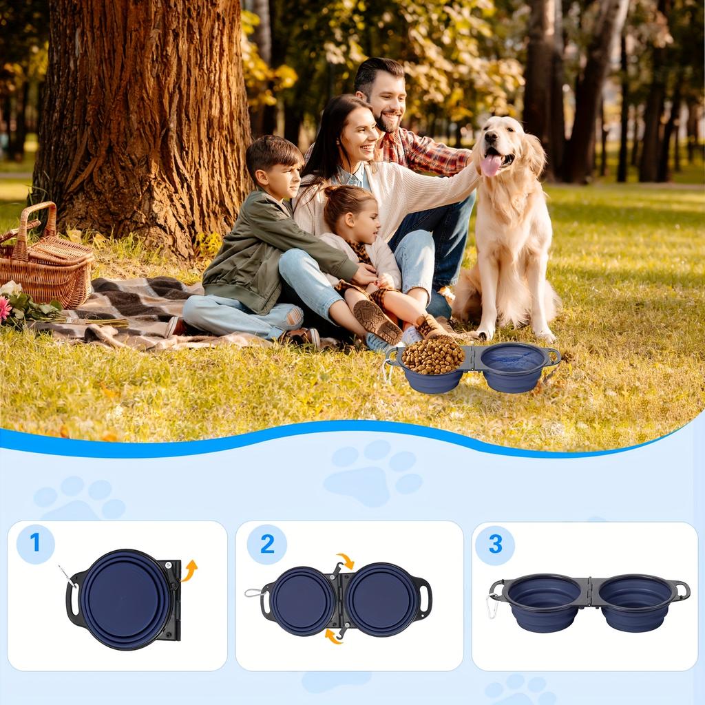 2026 New Collapsible Dog Bowl Set 2 Pack 11.83 oz Portable Water Food Bowl for Small Medium Dogs Travel Camping