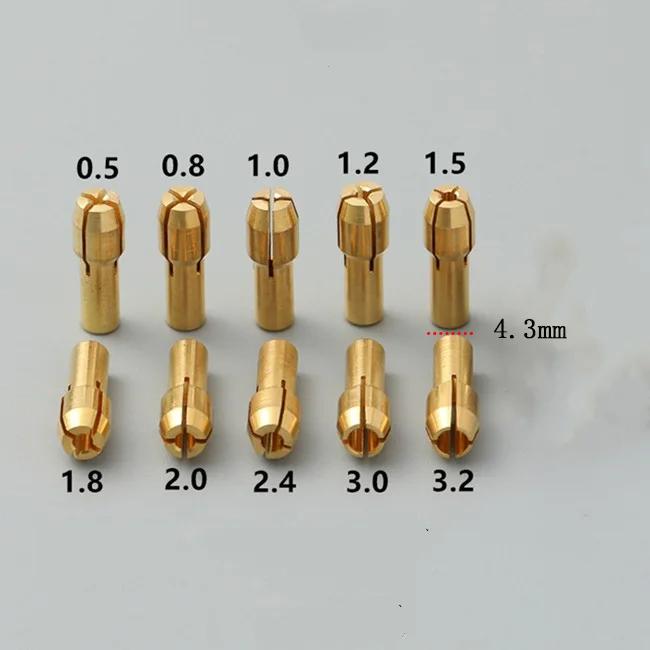 5/11 bucăți/lot mini mandrină de găurit din alamă pentru unealtă rotativă Dremel 0,5-3,2 mm alamă și piuliță pentru set de accesorii Dremel