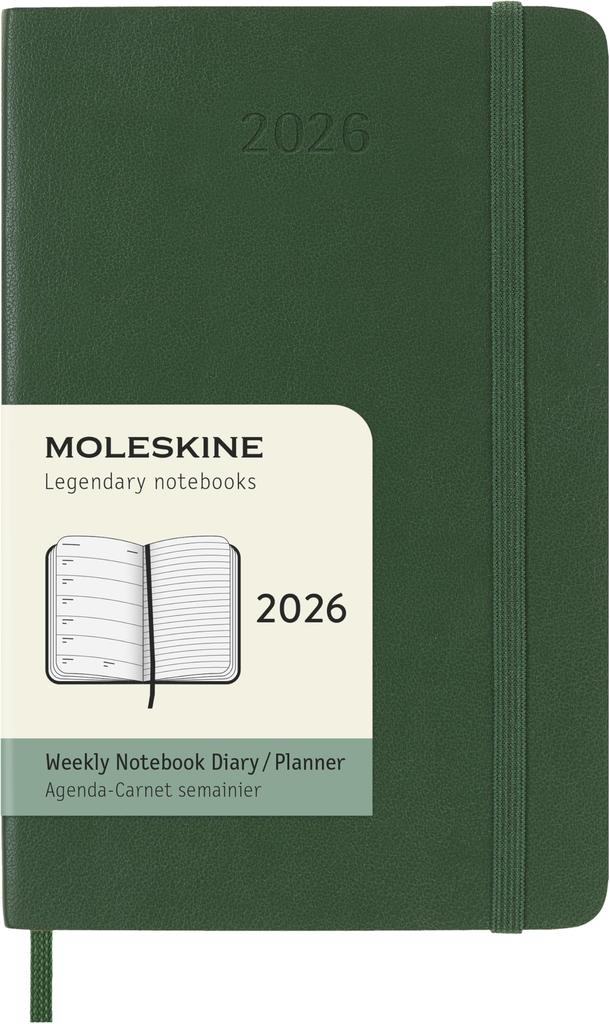 Moleskine 2026 January Weekly Pocket Size x Soft Myrtle DSK1512WN2Y26 Planner, Start, 12-Month Diary, (9cm 14cm), Cover, Green,
