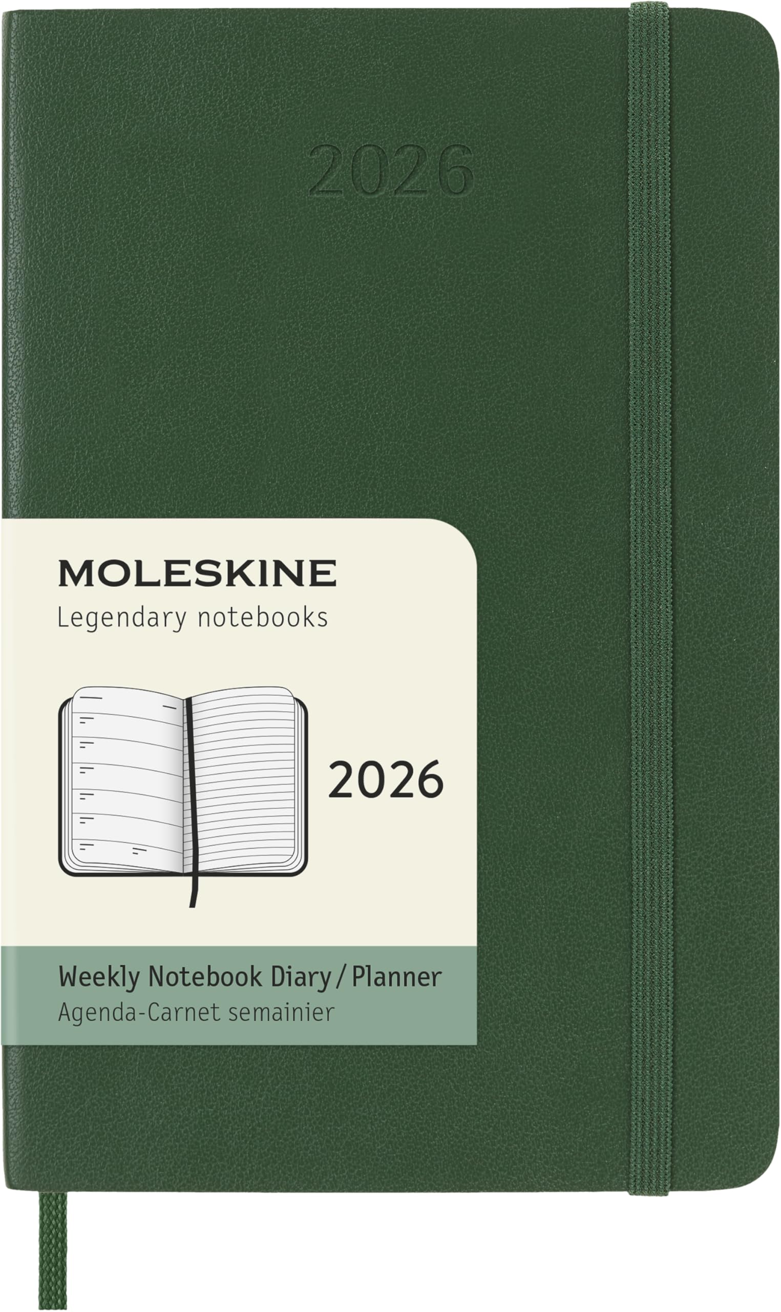 

Moleskine 2026 January Weekly Pocket Size x Soft Myrtle DSK1512WN2Y26 Planner, Start, 12-Month Diary, (9cm 14cm), Cover, Green,