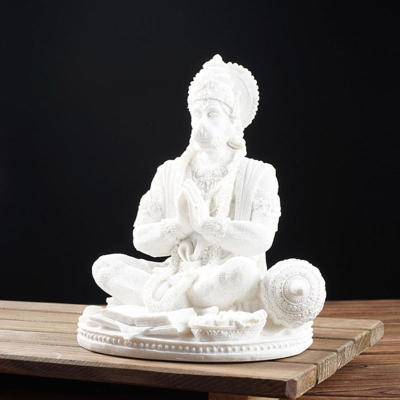 Wykwintna Statua Hanumana Rzeźba Hinduistyczna Bóg Siły Figurka z Żywicy Dekoracja Stołowa do Domu Ornament Świątynny