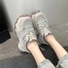 Leather dad shoes spring new thick-soled breathable casual sneakers