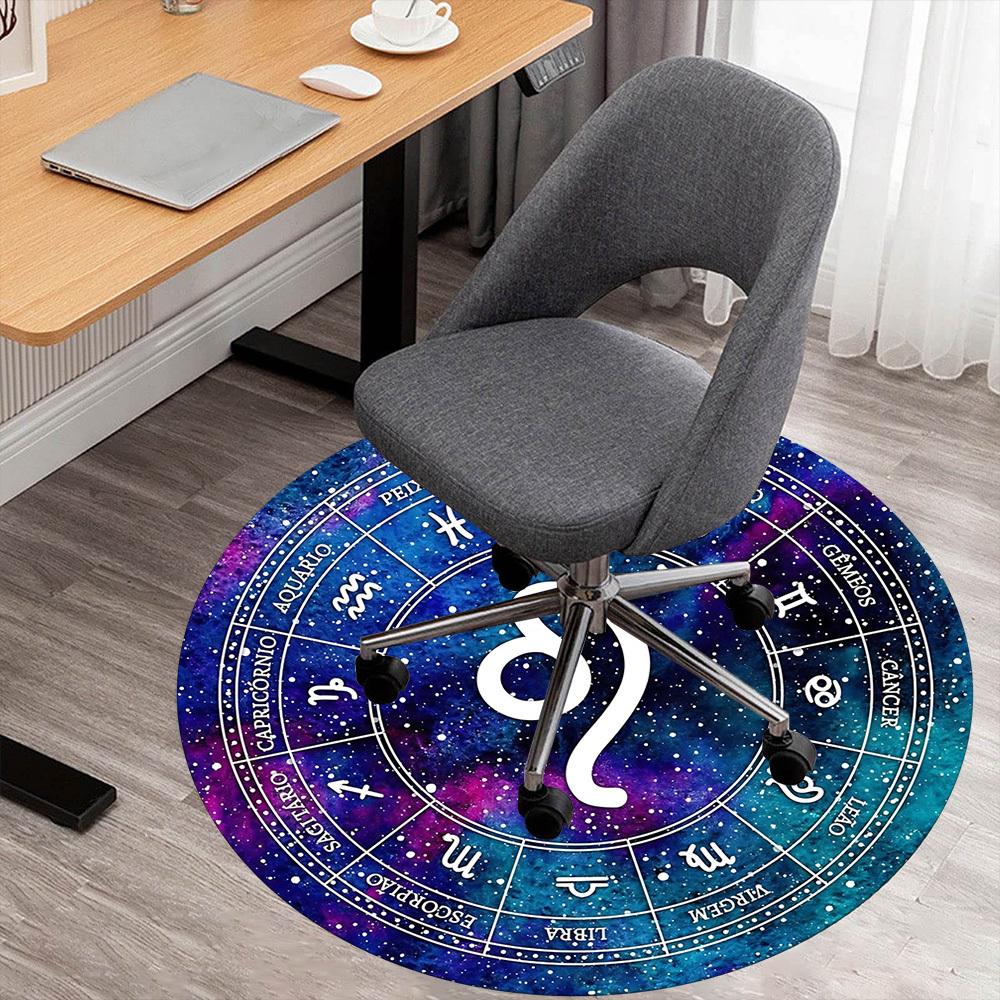 1pc Astrology Zodiac Round Chair Mat Area Rug - Non-Slip, Floor Mat for Office, Bedroom, and Indoor Decor C1125405