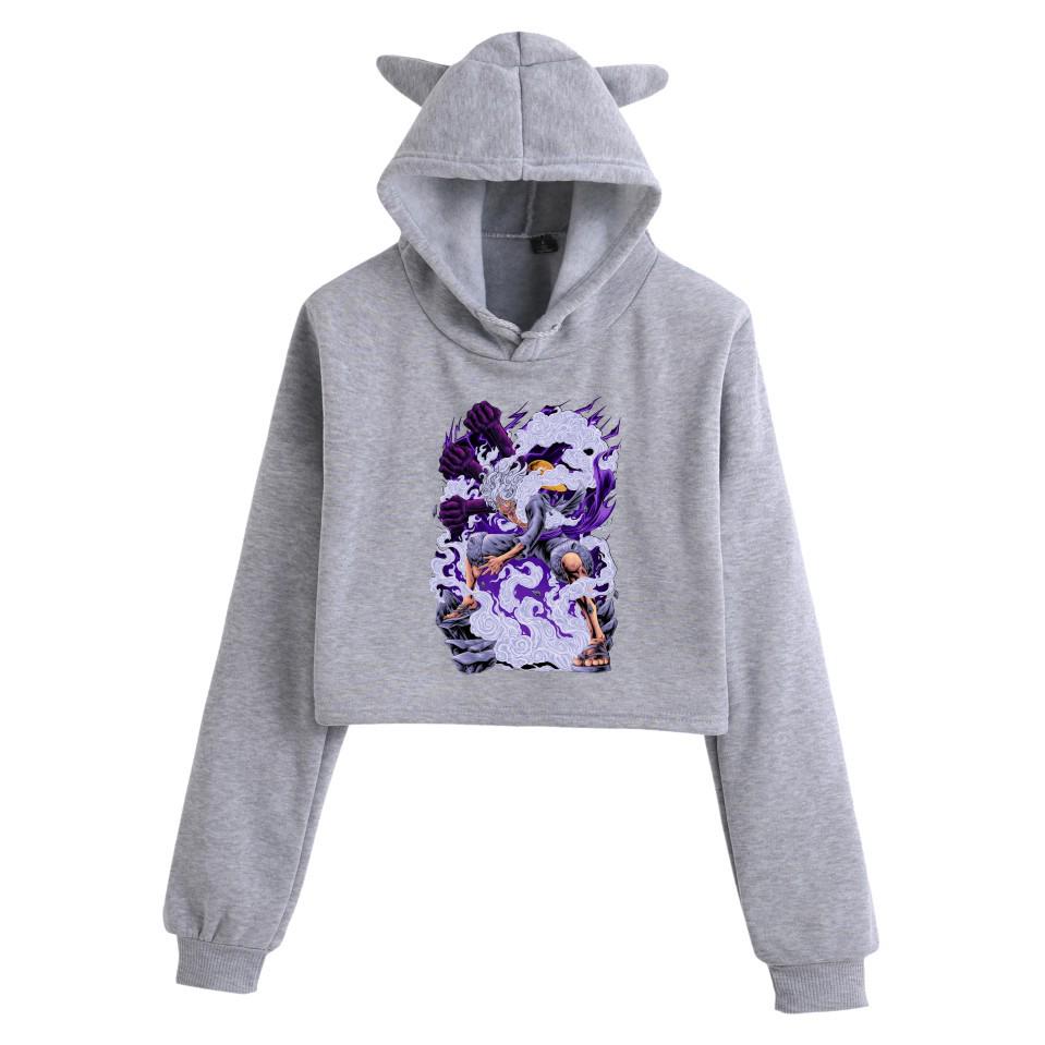 Women's Cat Ear Hoodie - One Piece Anime Print, Casual Wear for Autumn/Winter