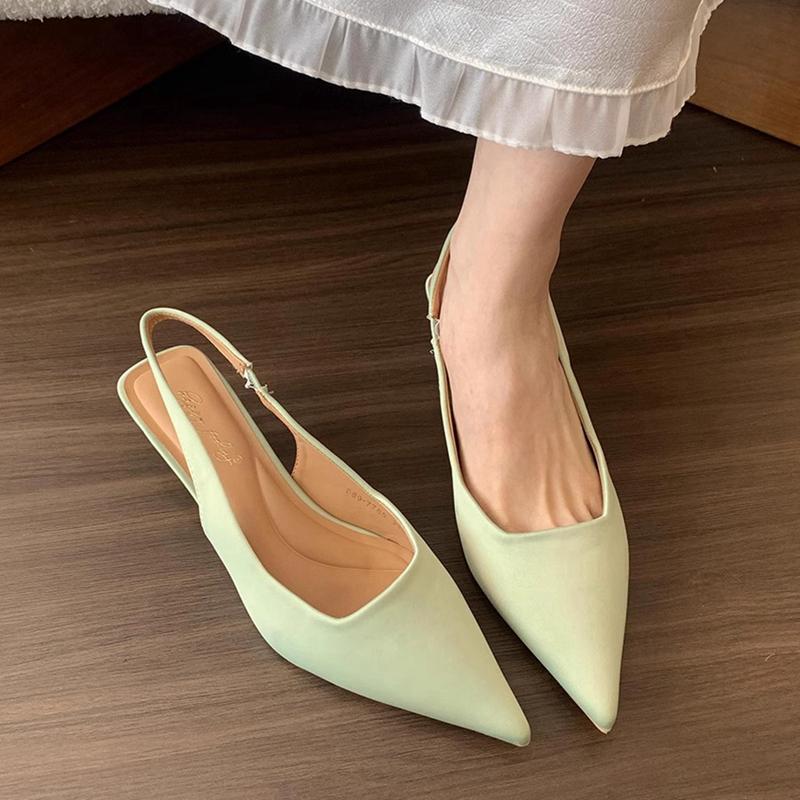 Fashion SUOJIALUN Summer New Brand Women Sandal Fashion Pointed Toe Sahllow Slip On Ladies Elegant Slingback Shoes Thin High Pumps
