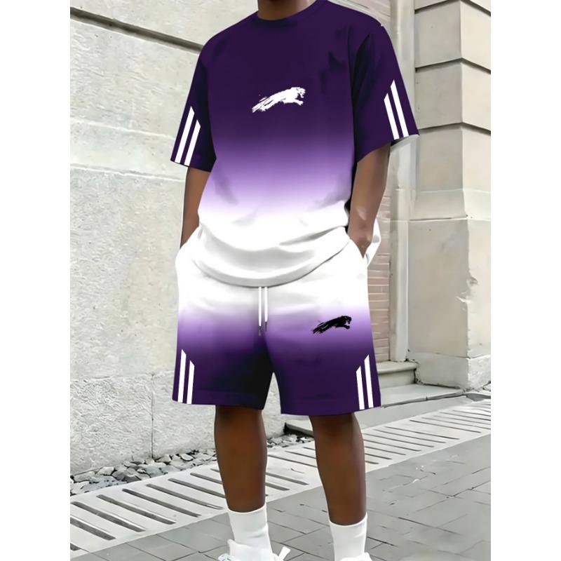 Hot Selling Men's Summer New Comfortable Short-sleeved Round Neck T-shirt Shorts 2-piece Set