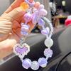 Painted Beads Phone Chain Sweet Girl Bowknot Keychain Anti-Lost Wrist Strap Bag Decor Earphone Case Pendant