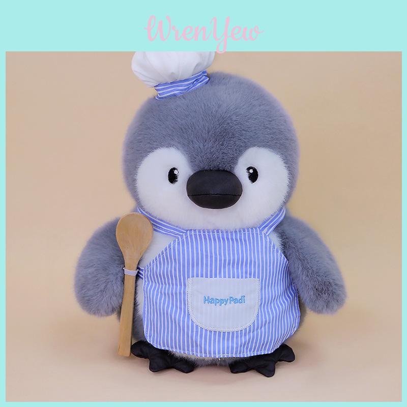 Cute Fishing Chef Drawing Penguin Cartoon Plush Doll Gift For Kids