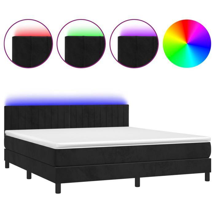 VidaXL Sommier à Lattes de Lit avec Matelas et LED, Lit Rembourré, Lit Double, Lit Adulte de Chambre à Coucher Intérieur, 3134533