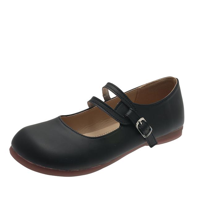 Lucyever Comfortable Soft Sole Women 'S Flats  Autumn Buckle Strap Pu Leather Shoes Woman Round Toe Ballet Flat Shoes Ladies
