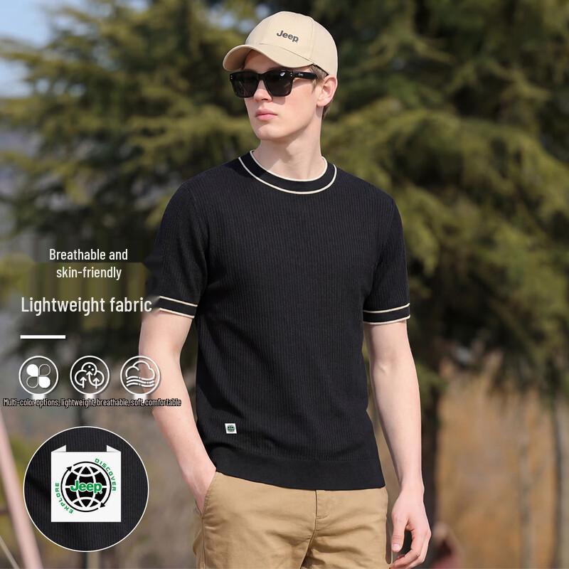 JEEP Men s Short Sleeve Knit Polo Shirt 3XL чёрный