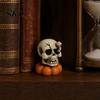Spooky Home Decor Halloween Figurine, Small Resin Rotating Ghost Skull Pumpkin Gravestone Table Decorations Statue, Collectible Tabletop Ornament for