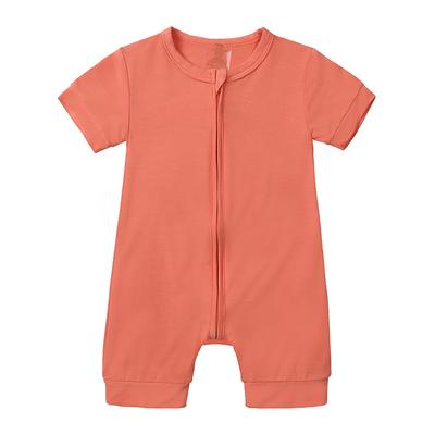 Newborn Solid Color Bamboo Fiber Short Sleeve Jumpsuit Baby Boy Girl Soft Clothing