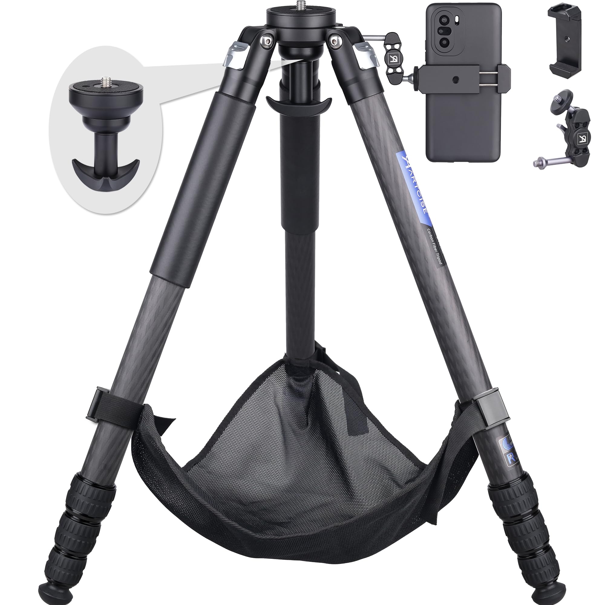 

ARTCISE Lightweight Carbon Fiber Bowl Compact Travel Carbon Fiber Nut Locking Compatible with 20kg Weight Capacity Tripod, 32.5mm Diameter,