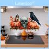 Pvc Kürbis Halloween Schädel Schwarzer Vogel Ahornblatt Wandaufkleber Wohnzimmer Dekor