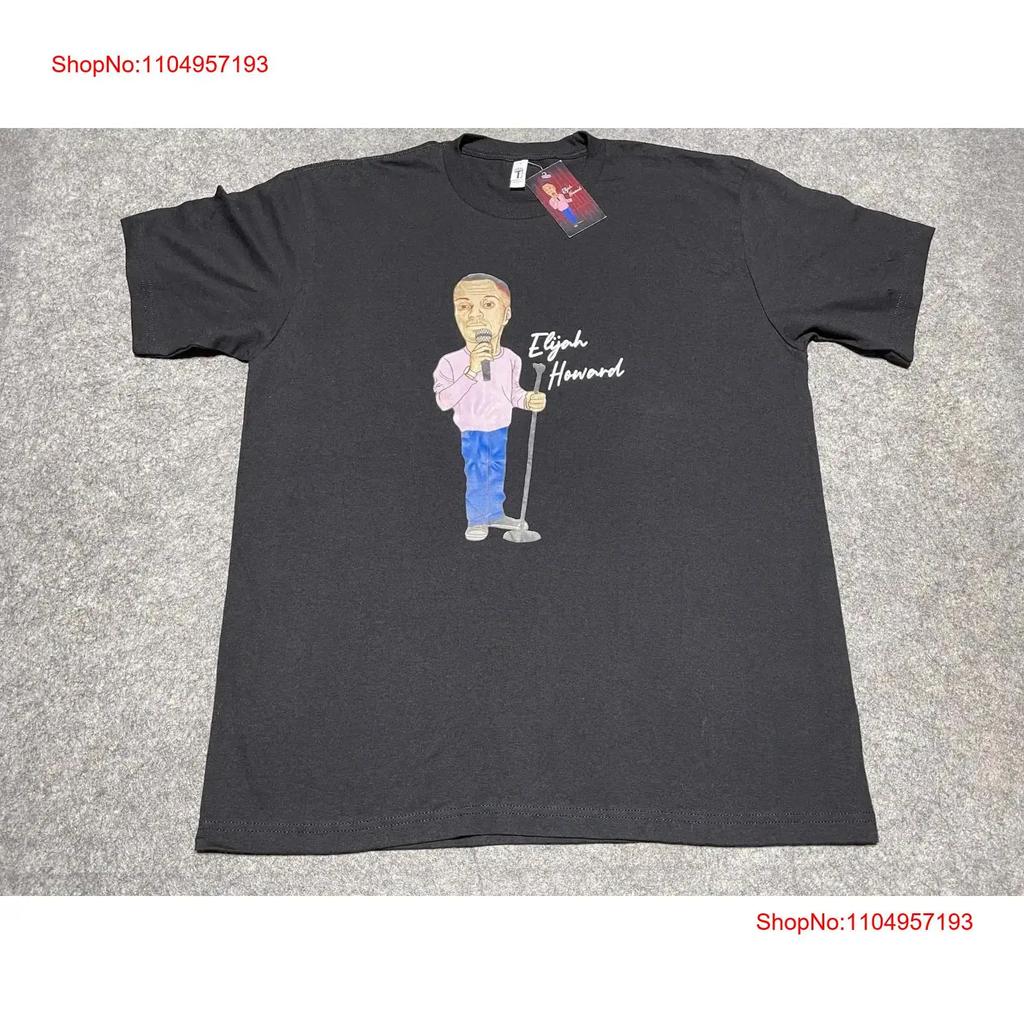 New with Defect Hole In Sleeve T Shirt ELIJAH HOWARD Comedian Comedy Club Vintage Washed Stretched Streetwear Fashion