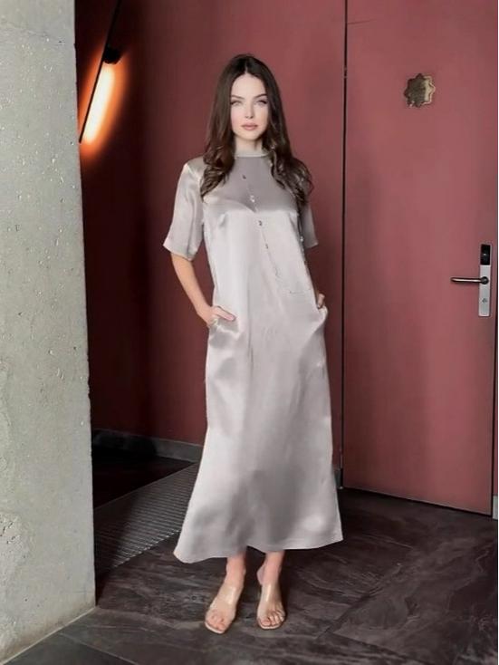 European & American 2025 Summer Loose Casual Mid-Length Women's T-Shirt Dress