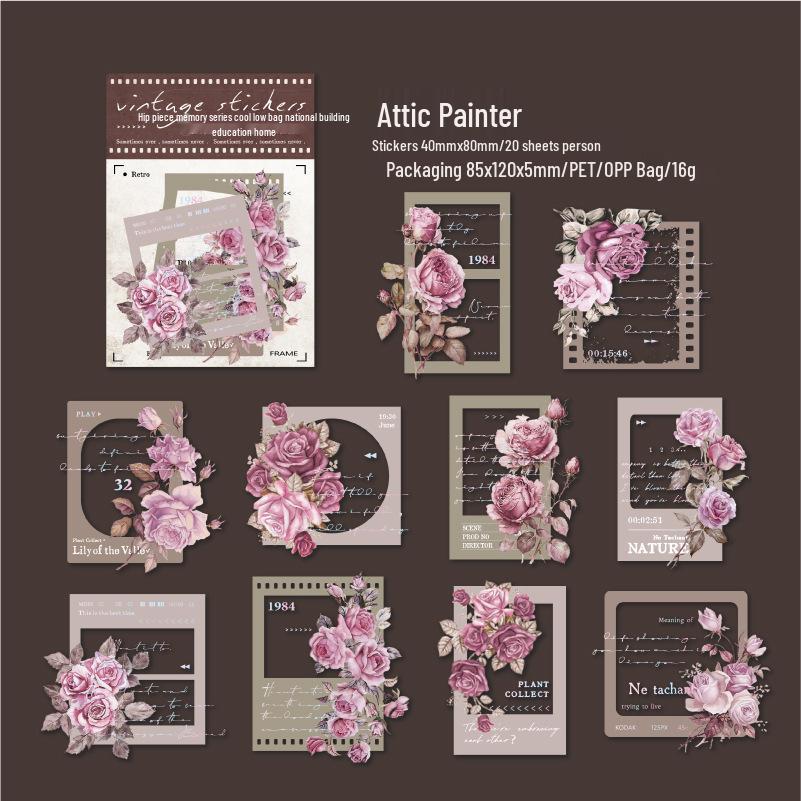 Floral Film Border Stickers: Transparent PET Journal Decoration