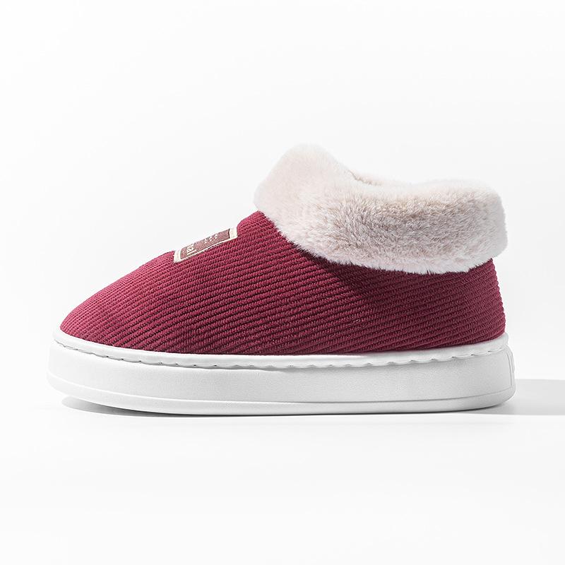 Cotton Slippers Winter Indoor Home Piled Thickened Warm Non-slip In the Elderly Bag and Wool Cotton Shoes
