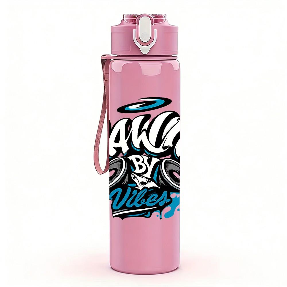 1PC Dancer Street Graffiti Art 750ml Color Plastic Sports Water Bottle Leakproof Flip Straw Lid Suitable for Sports Office Home Use