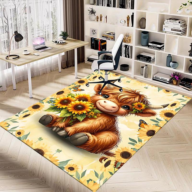 1PC cowflower Extra Large Non Slip Floor carpet, Office, family, bedroom, Studio Large Area Rug Indoor Rugs, Vibrant Colors