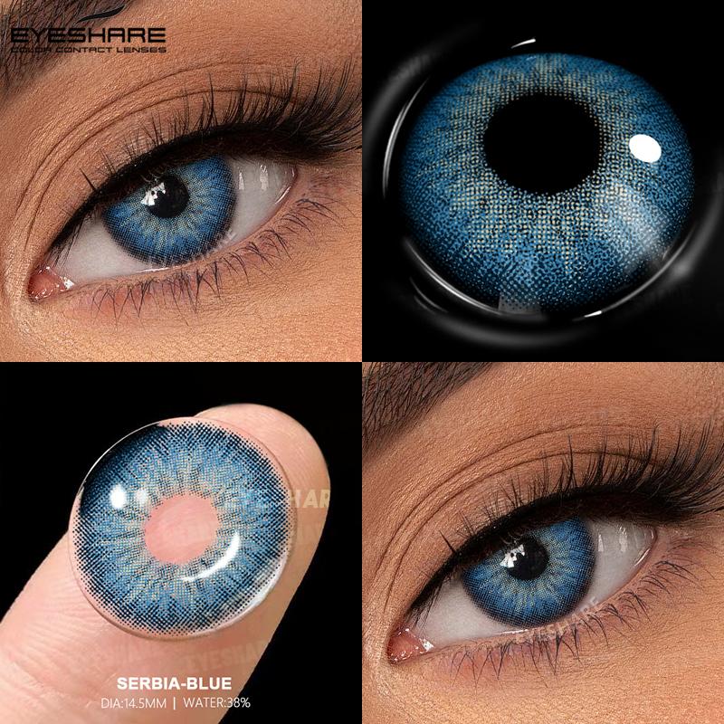 EYESHARE 1pair Blue Contact Lenses for Eyes Natural Colored Contact Blue Eyes Lenses Fashion Contacts Lenses Yearly Green Pupil