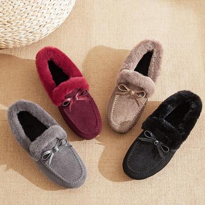Women's Winter Warm Cloth Shoes Large Size Embroidered Cotton Shoes Soft Bottom Plush Anti-skid Cotton Bootsslip-on Edamame Shoes