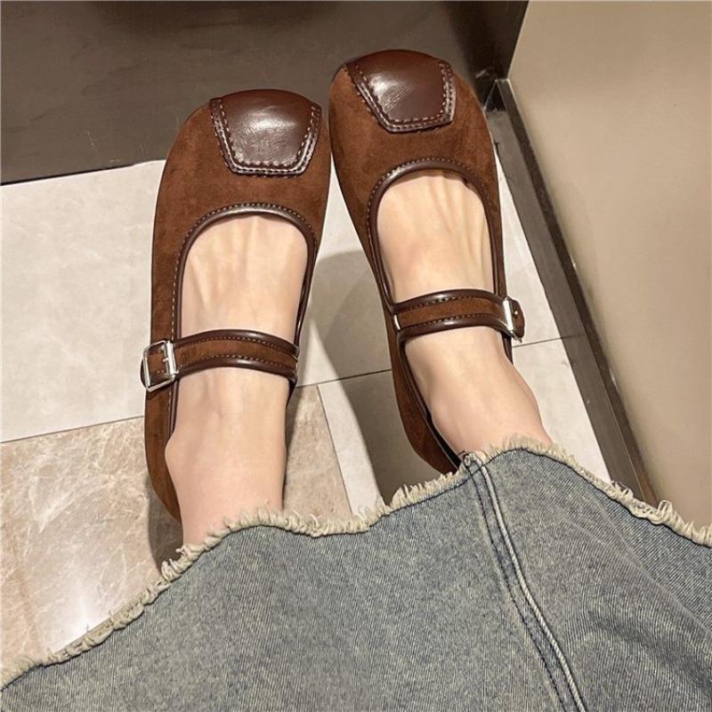 Spring New Flat Shoes Women Fashion Round Head Shallow Mouth Splicing Leopard Print Suede Soft Sole Non-slip Single Shoes