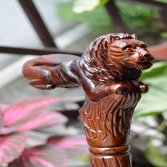Lion Wooden Carved Walking Stick Cane Elegant Hand Carved Wooden Cane with Intricate Design