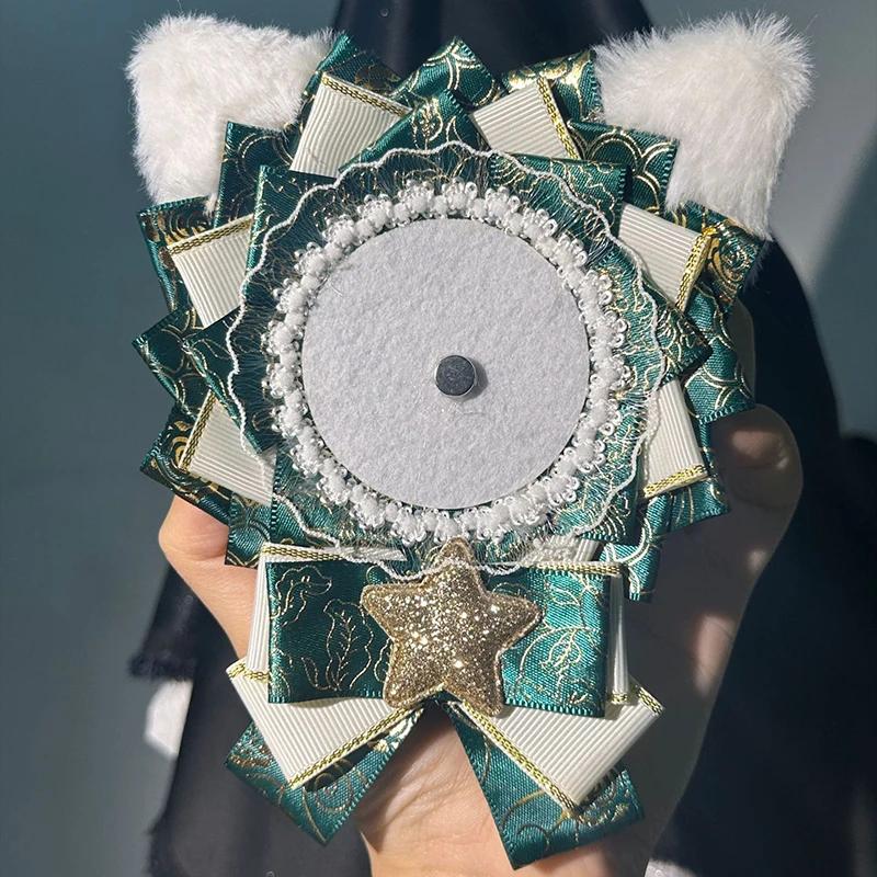 Cute Lolita Badge Base Tray with Cat Ear Handmade Badge Holders for Itabag Ornament Decoration DIY Handcrafted Accessorie