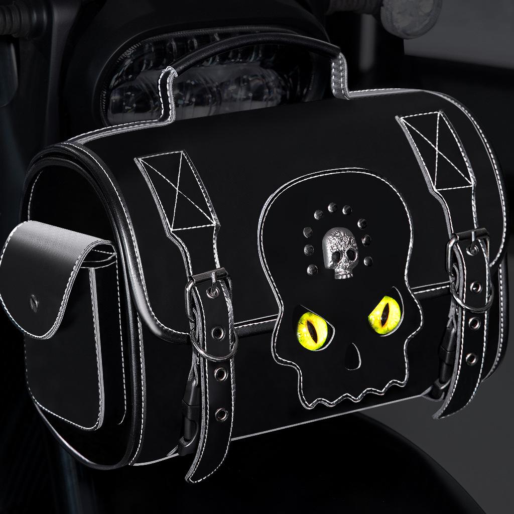 Locomotive Harley Motorcycle Electric Vehicle Rear Tail Bag Pu Leather Modified Hanger Bag Retro Riding Tail Bag Large Capacity