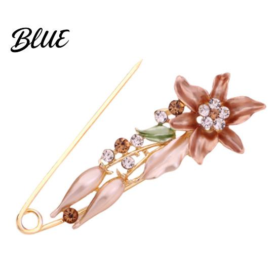 Flower Brooch Pin 3D Decor Scarf with Rhinestone Inlay Thick