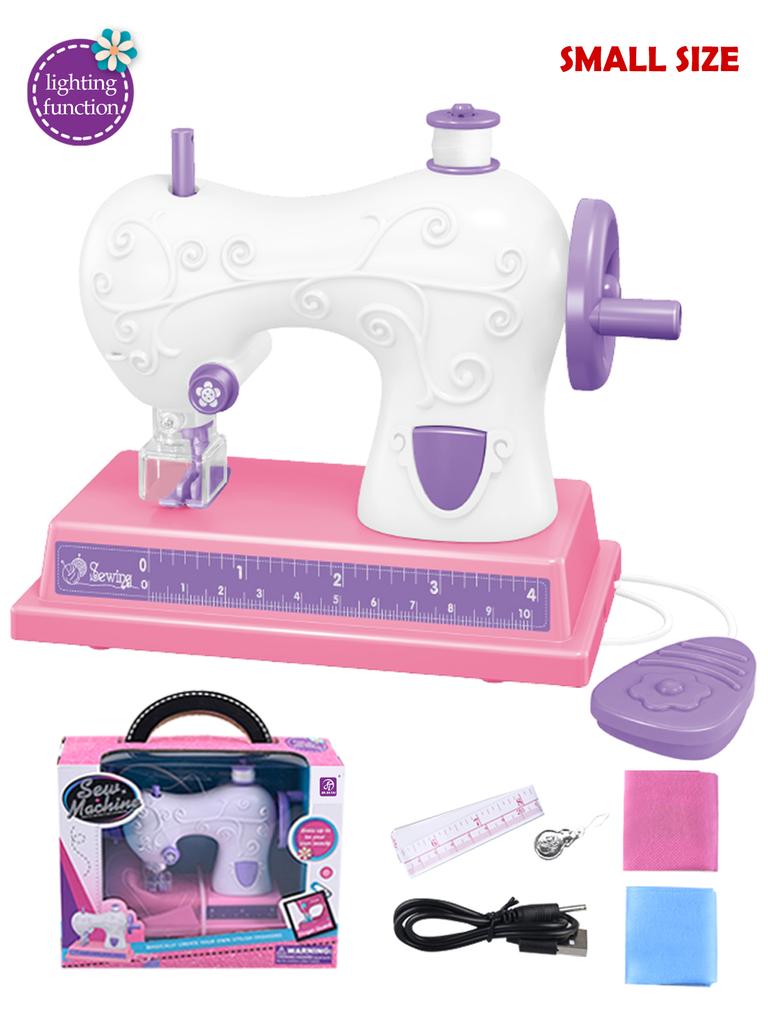 Sewing Machine Toys, Portable Battery Powered Sewing Machine with Measuring Tape and Fabric, Gifts for Kids not Include Battery