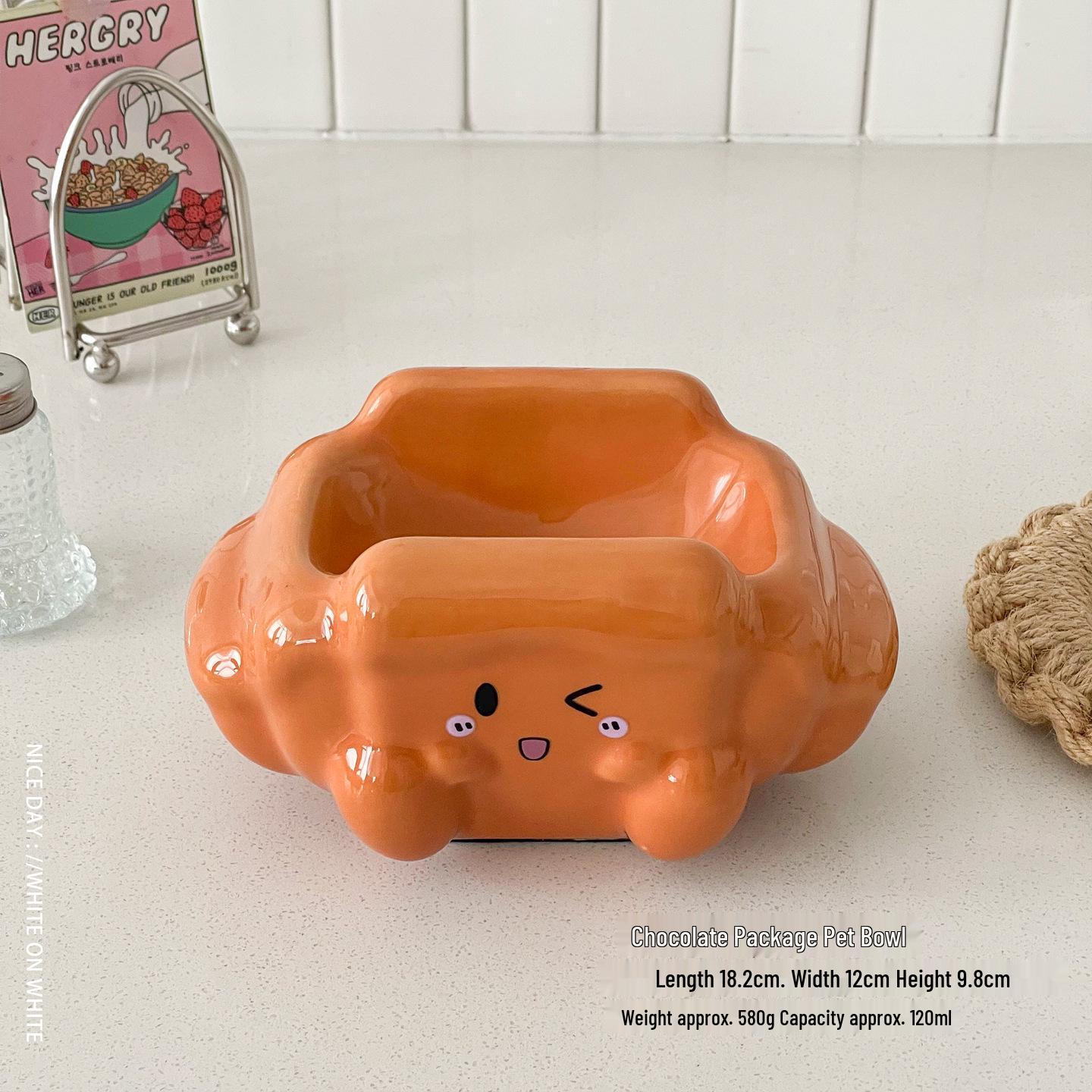 Ceramic Pet Food & Water Bowl - Anti-Tip, Cute Design for Cats & Dogs