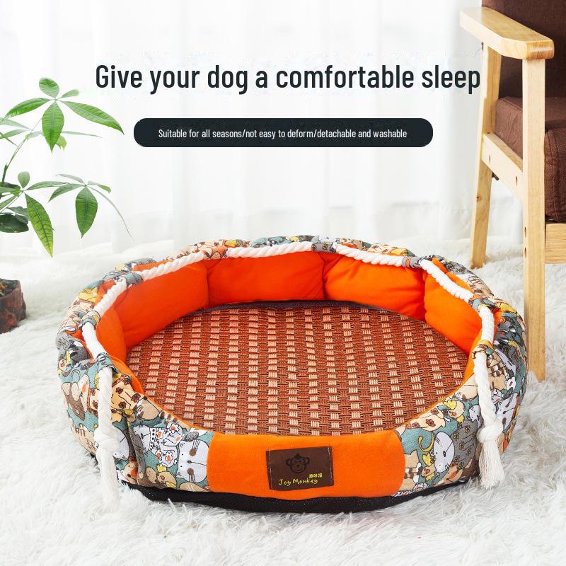 Universal All-Season Pet Kennel: Detachable, Washable for Cats and Dogs with Summer Cool Mat - Available In Large, Medium, and Small Sizes.