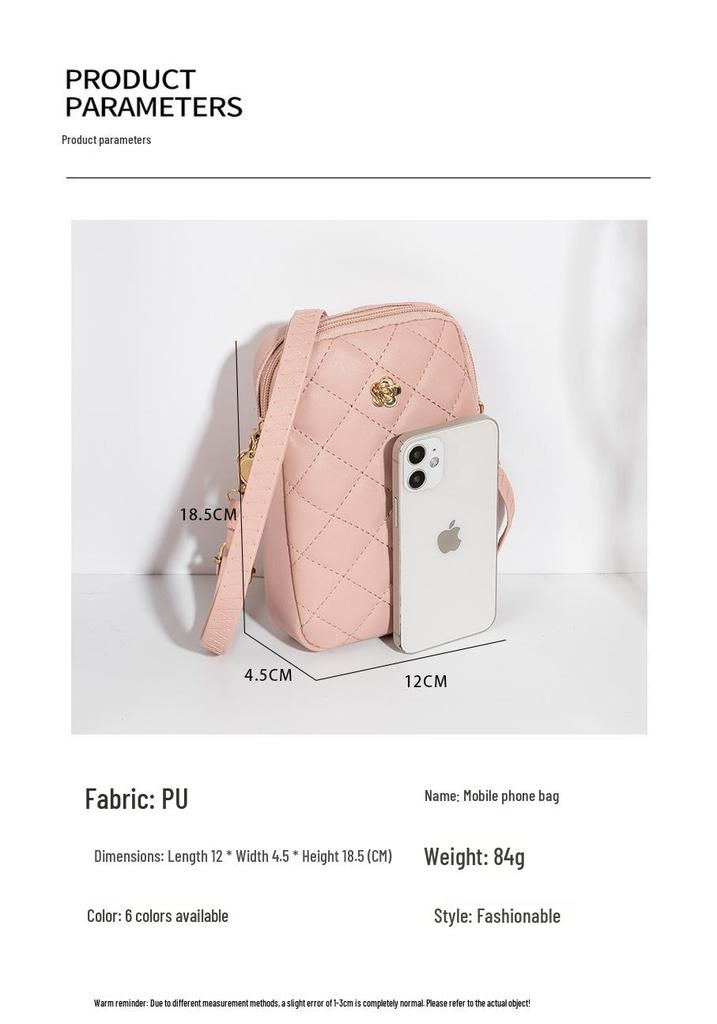 Trendy Embroidered Diamond Pattern Crossbody Phone Bag - 2022 Women's Style