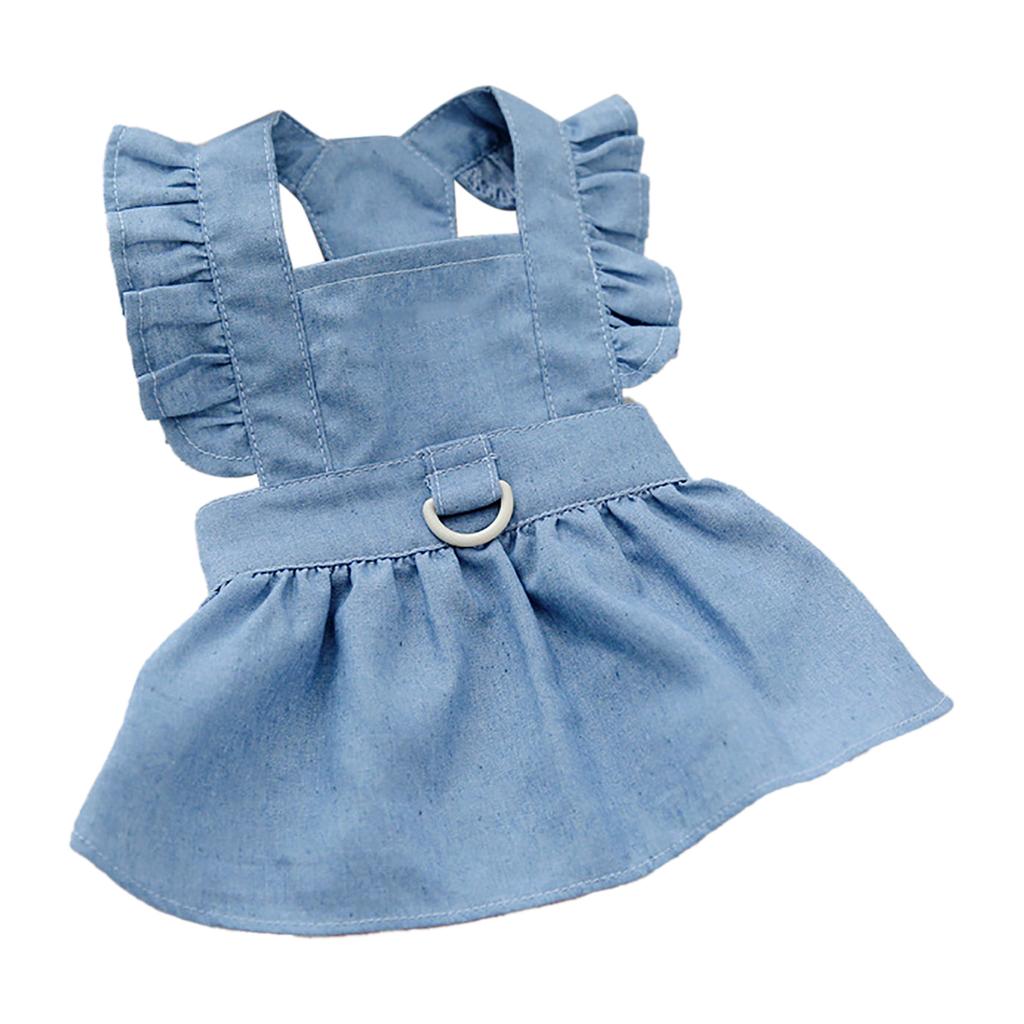 Pet Dress Cute Stylish Comfortable Side Zipper Dog Dress Costume for Spring Summer Light Blue XL