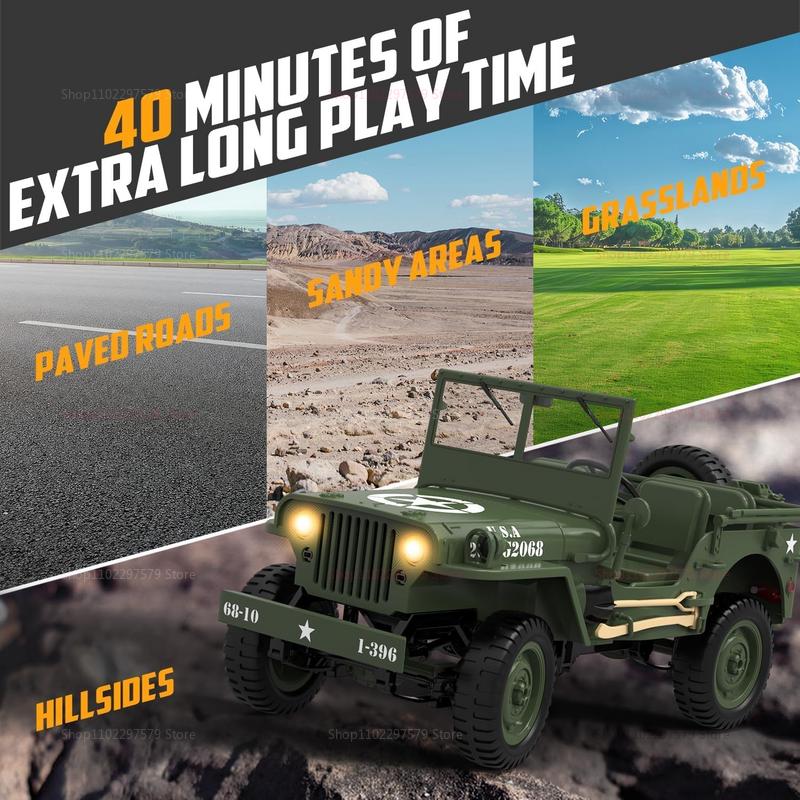 C8815 RC Crawler Truck 4WD Off Road Climbing Car 1941 Military 1:10 Design RTR Remote Control Vehicles Toy for Kids Adults Gifts