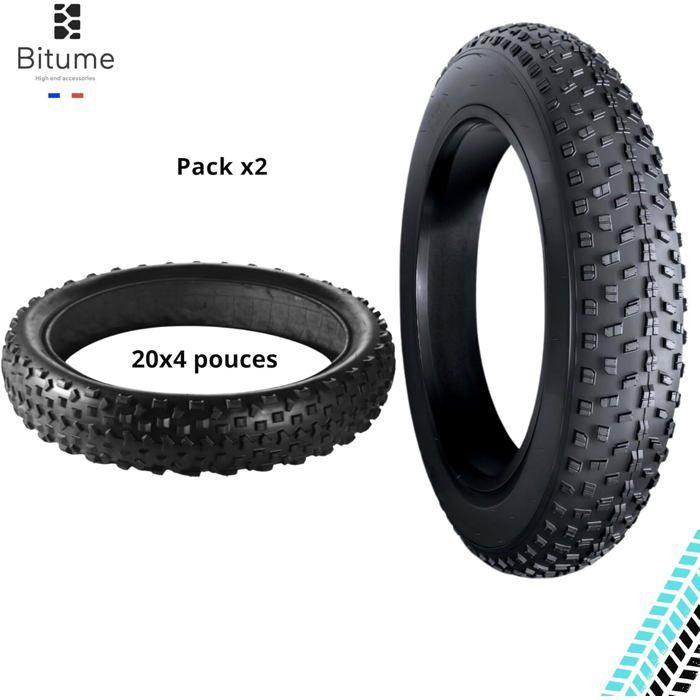 2x Pneus Fatbike 20x4 Résistants + Chambres à Air Incluses pour VTT, Vélo Électrique et Neige