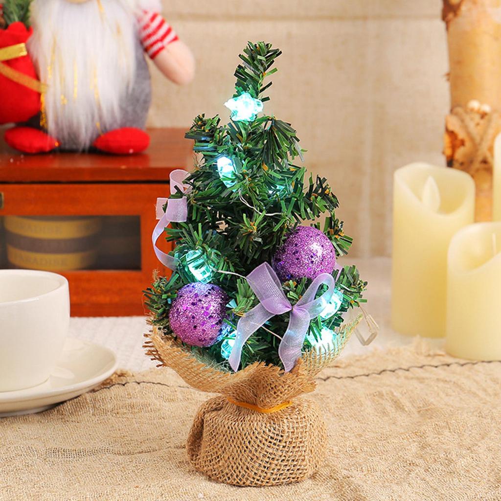 Mini Desktop Christmas Tree Seasonal Decor With LED Light Miniature Table Christmas Tree For Office Home Store Dormitory Bedroom