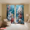 Set Of 2 Flat Printing Curtains Blue Ocean Shell Starfish Coral Digital Printed Polyester Drapes Party Decorations New Curtain