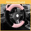 2023 New Cute Long Hair Winter Car Steering Wheel Cover Black And White D-type Simple Style