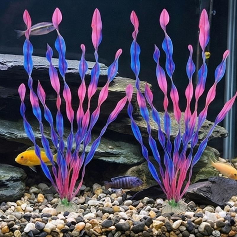 Pack Of 10 Aquarium Landscape Realistic Spirals Water Plant With Ceramic Base For Fishtanks Decoration Safe for Fish