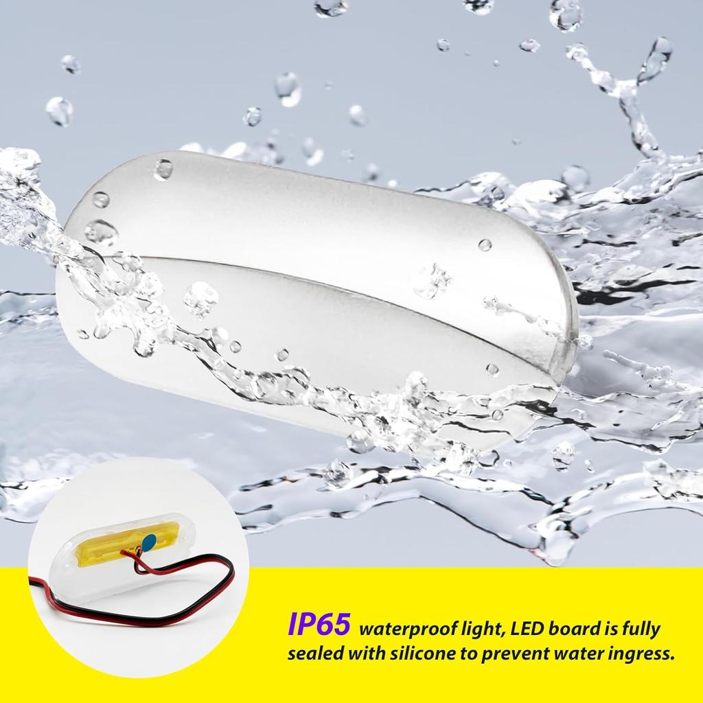 Boat Courtesy Lights 3 Inch Oval RV Step Lights with 316SS Bezel for RV Camper Marine Boat Footwell Cabin Deck Light 12V 0.1W 3000K Warm White