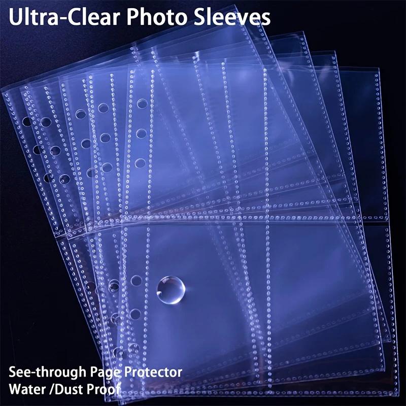 25/50/100 pièces Porte-cartes photo pour classeur A5, 100/200 pochettes Conception à 4 pochettes unilatérale, Chargement par le haut, Cartes à membrane K-pop transparentes