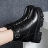 Patent leather glossy Martin boots winter soft leather inner height increase leather shoes middle tube