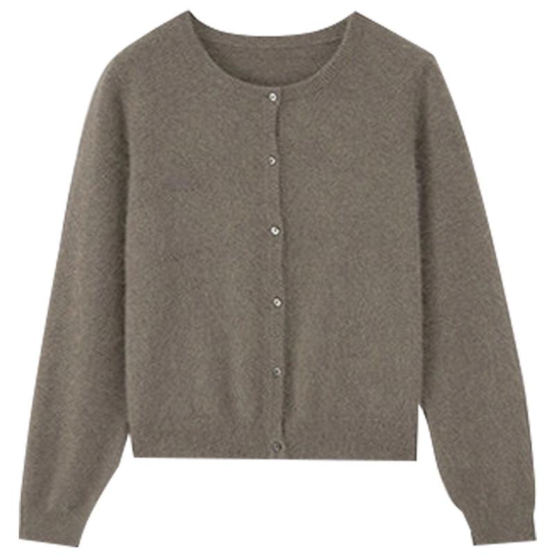 Sweater Women Cardigan Spring Autumn Thin Coat Layer Base Layer Cropped Round Neck Knit Top Wholesale