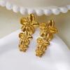 Elegant Triple Flower Drop Earrings for Women Gold Color Floral Dangle Statement Jewelry for Wedding Guest Bridesmaid Party