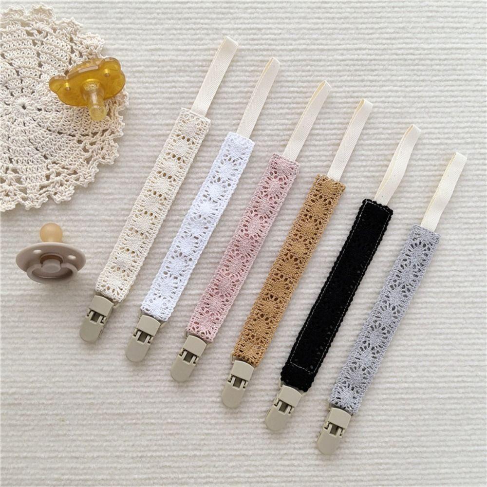 Lace Plastic Pacifier Holder Trendy Cloth Teether Toy Clip For Preventing Nipple Loss